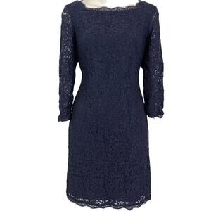 Adrianna Papell Womens Whimsigoth Navy Lace Cocktail Party Formal Short Dress 6